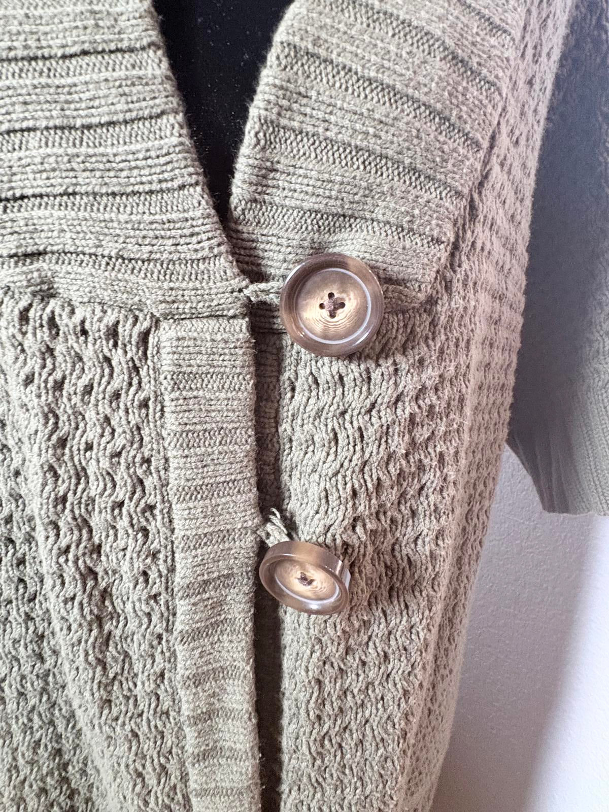 Lane Bryant Chunky Olive Green Knit Cardigan with Large Buttons size 14/16
