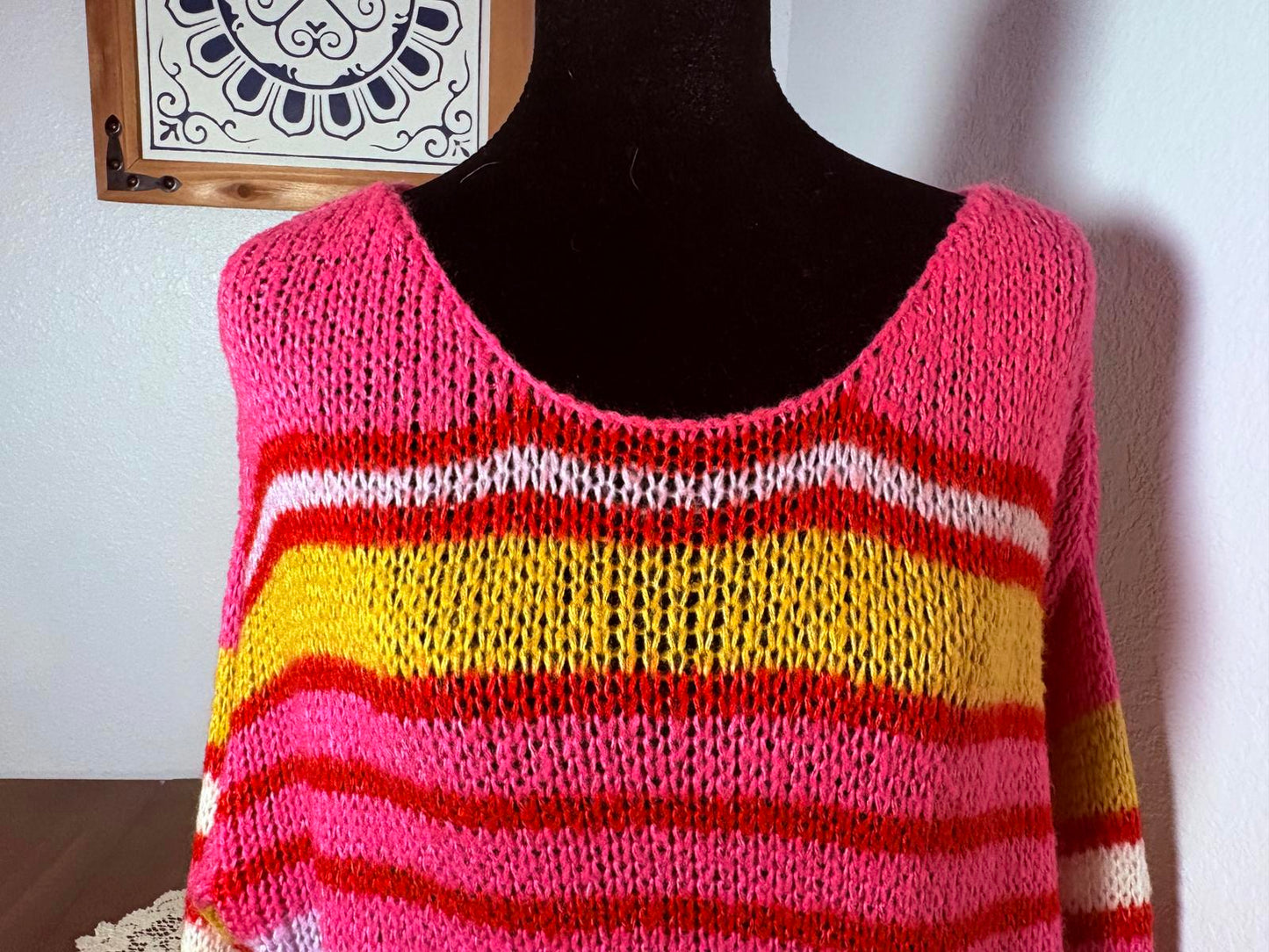Coco and Jaimeson Colorful and Soft Striped Knit Sweater/Women’s size L
