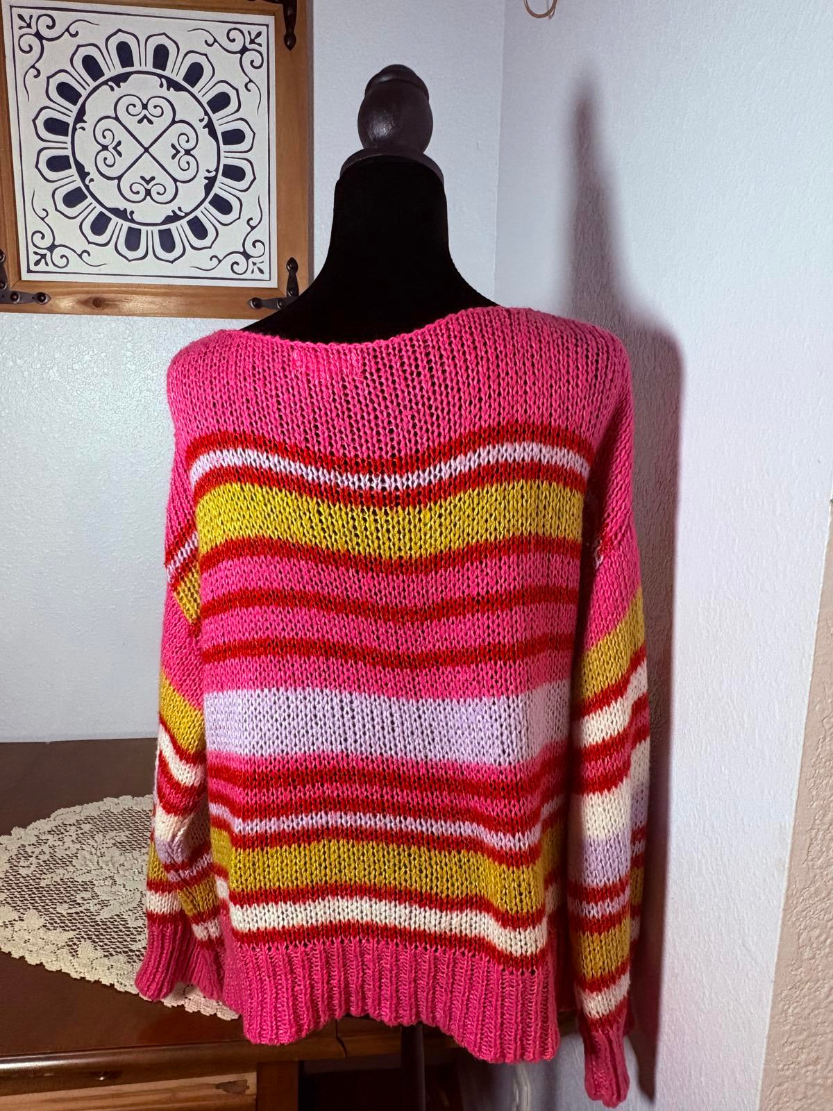 Coco and Jaimeson Colorful and Soft Striped Knit Sweater/Women’s size L
