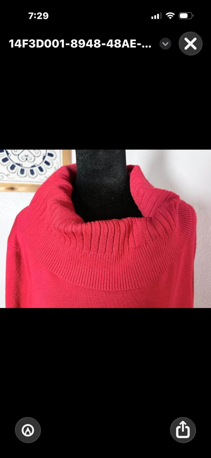 Bright Red Cowl Neck Sweater XL Cozy Valentines Day Ready