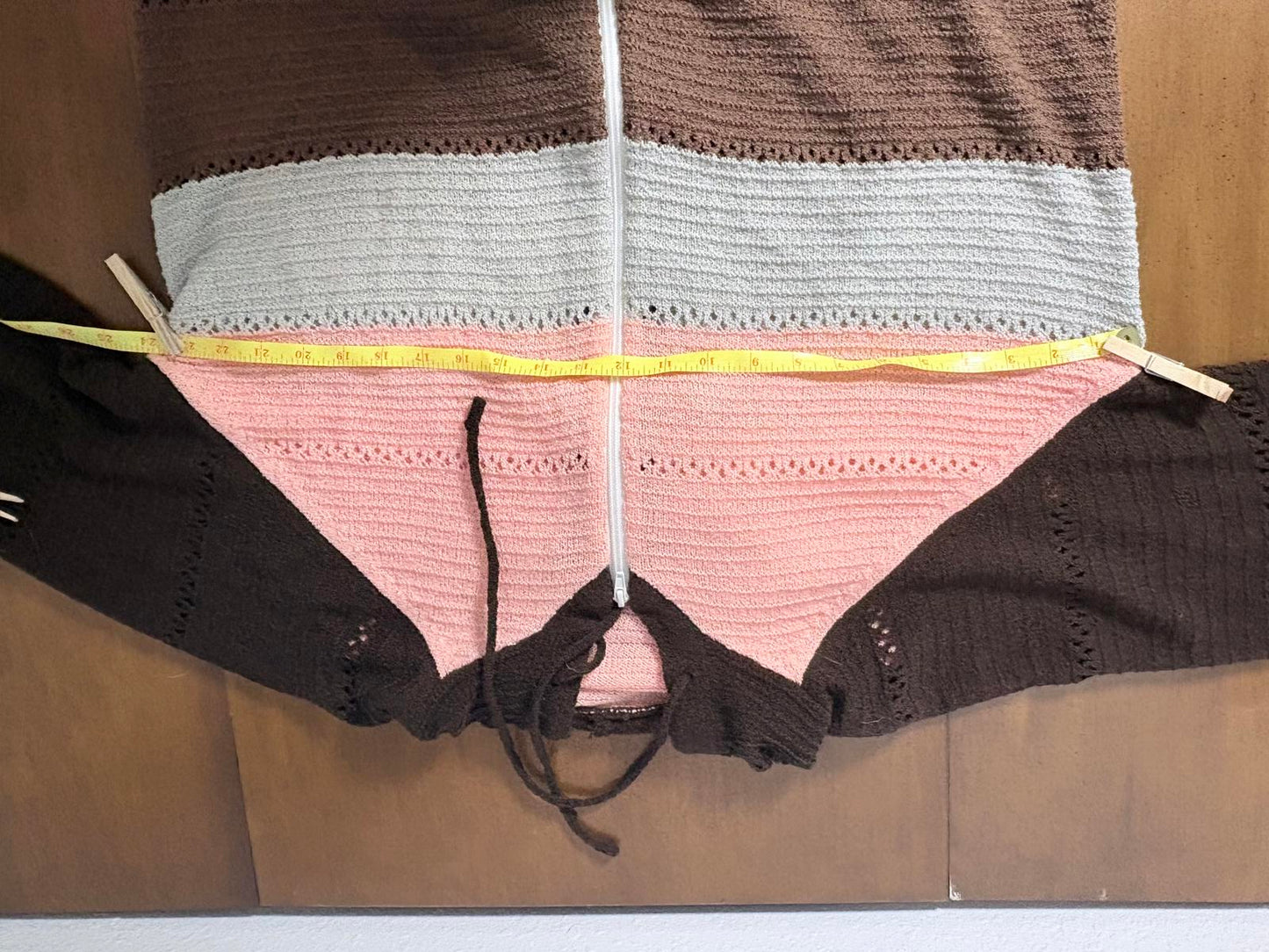 Bright and Colorful Striped Knit Hoodie Sweater with Zipper Women’s Size XL