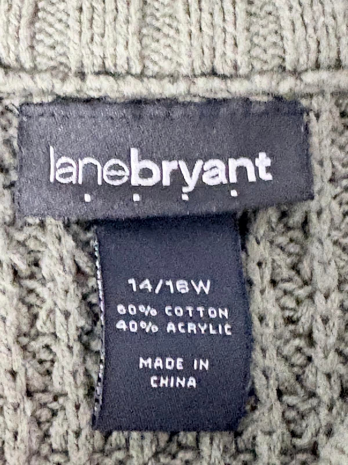 Lane Bryant Chunky Olive Green Knit Cardigan with Large Buttons size 14/16