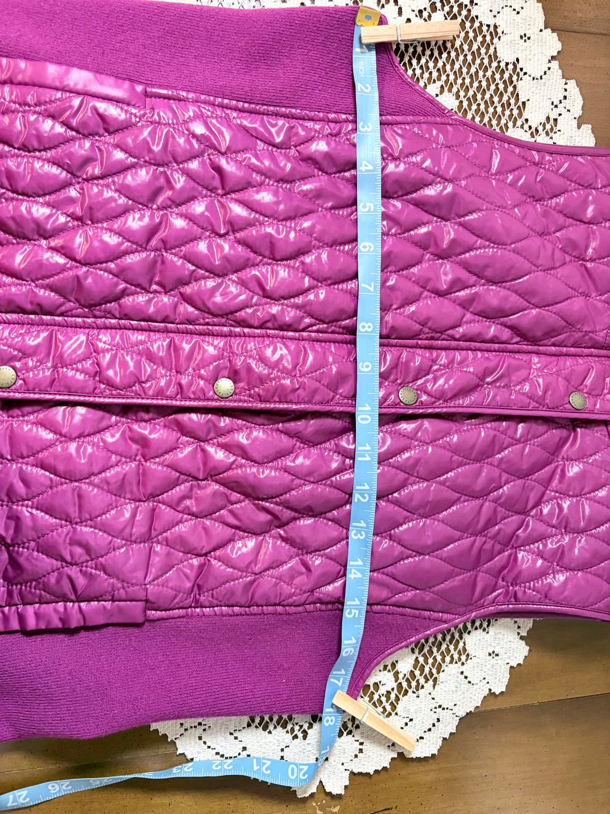 Talbots S Women's Quilted Sleeveless Vest in a raspberry color