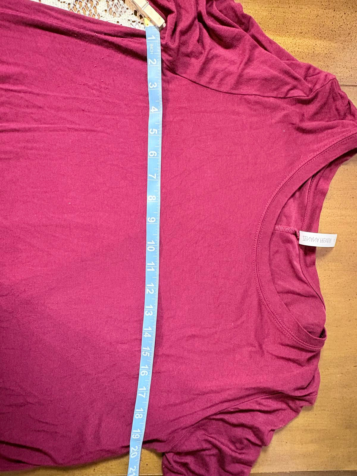 Zenana Premium XL Women's Long Sleeve Red Tunic Top with Lace Hem