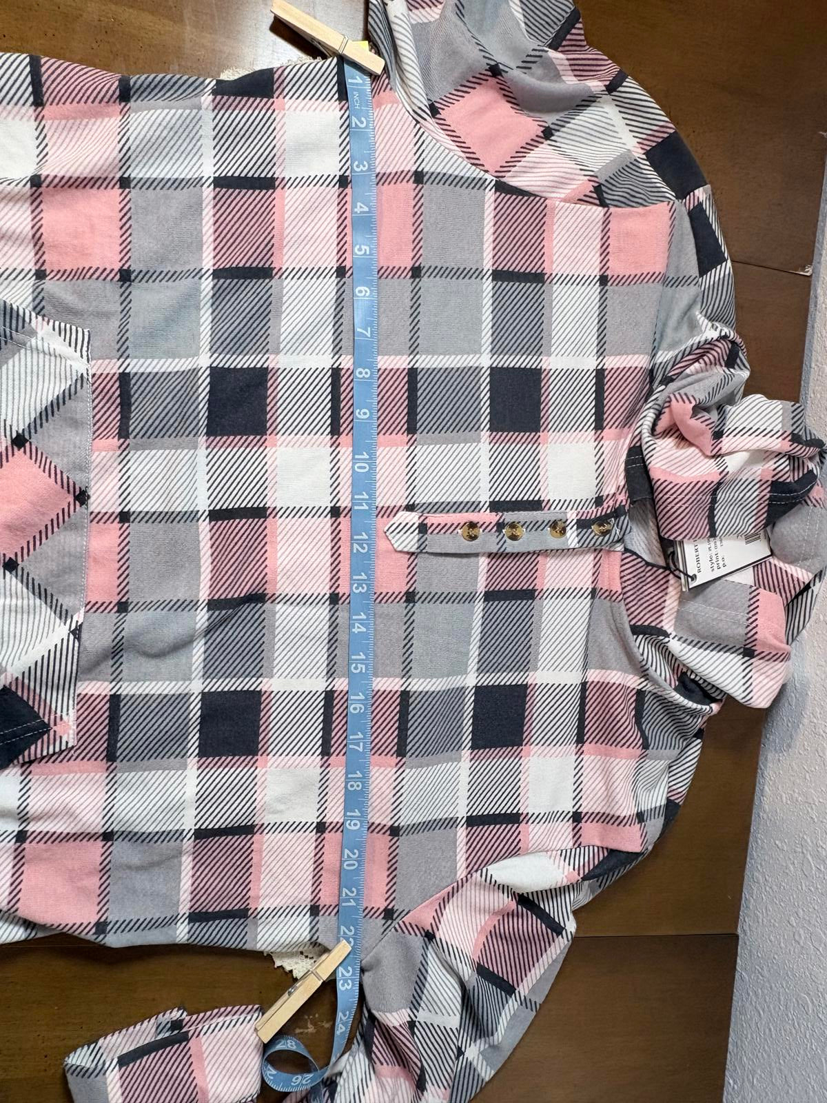 Cozy Robert Louis XL Plaid Hooded Pullover with Button Detail and Front Pocket