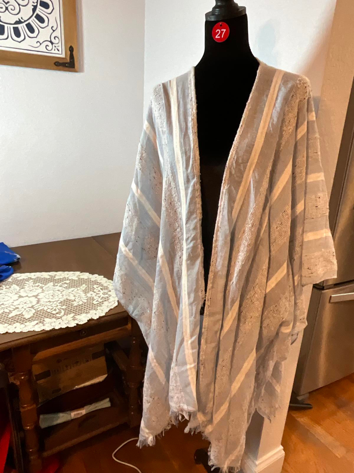 Lane Bryant Size 22 to 26 Lightweight Striped Kimono Cardigan Frayed Edges