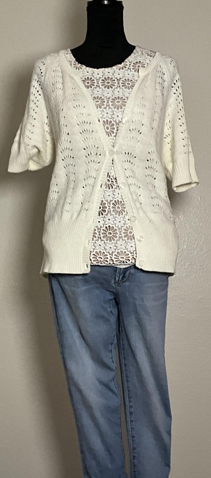 Loft Cream Lace Tank Top Ivory Sleeveless Blouse Scalloped Hem