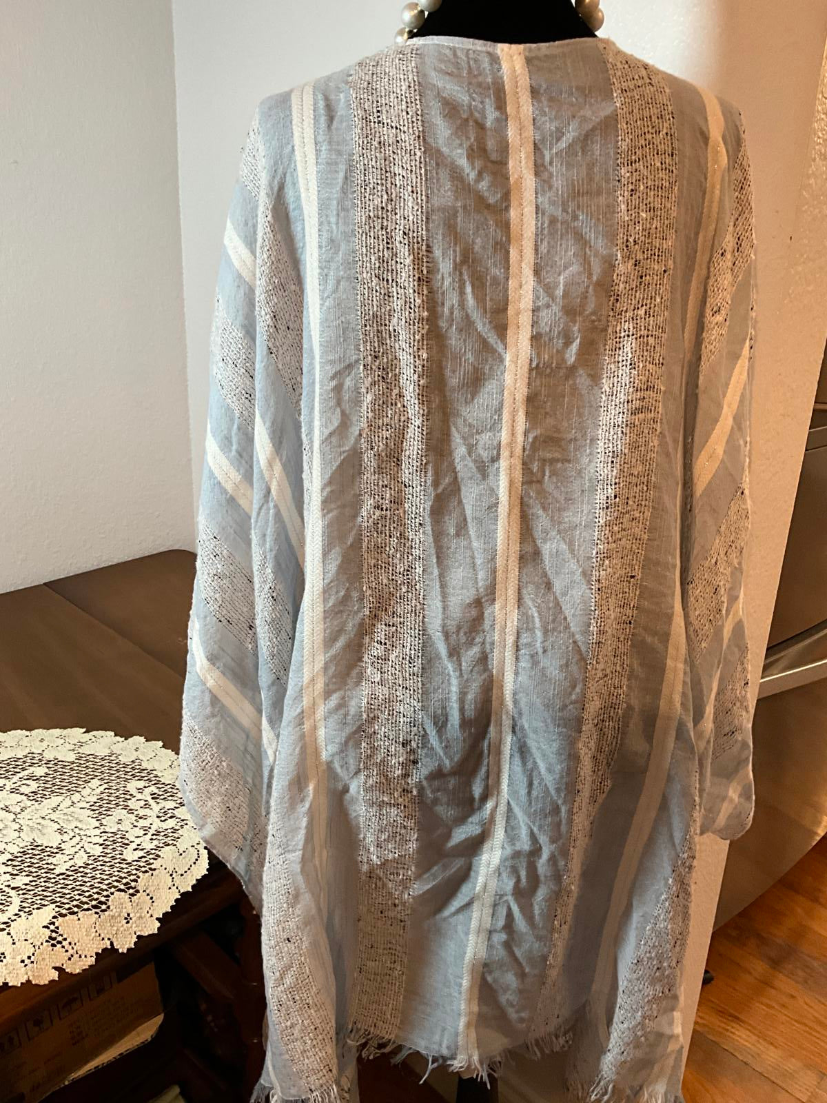 Lane Bryant Size 22 to 26 Lightweight Striped Kimono Cardigan Frayed Edges