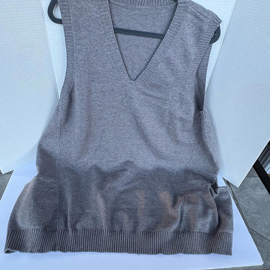 Gray Sleeveless V-Neck Sweater Vest